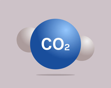 Co2 carbon dioxide toxic gas molecules concept flat vector illustration.のイラスト素材