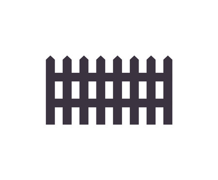 Garden fence and enclosure railing, banister or fencing sections with decorative pillars, wooden isolated fence balusters concept flat vector illustration.のイラスト素材