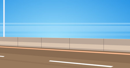 Highway asphalt road and modern style city road outdoor design flat vector illustration.のイラスト素材
