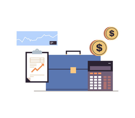 Briefcase and business staff case concept flat vector illustration.のイラスト素材