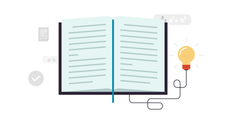 Education, learning, studying, reading a book and classes, lessons, training, courses, tutorials, bookstore, book lover concept flat vector illustration.のイラスト素材