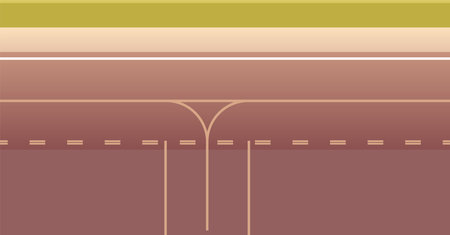 Airport runway and ready for airplane landing or taking off concept flat vector illustration.のイラスト素材