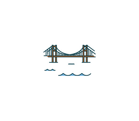 Bosphorus Bridge symbol and city landmark tourist attraction illustration.