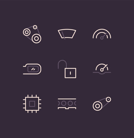 Vehicle and car spare parts icon outline and linear vector.のイラスト素材