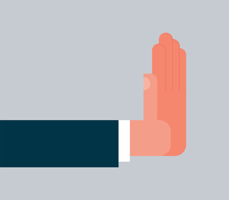 Stop corruption and hand giving business man money concept flat vector illustration.のイラスト素材