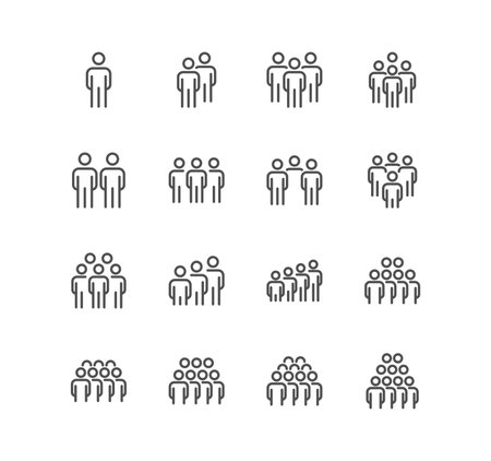 Set of business people related icons, team, person, pictogram, silhouette and linear variety vectors.のイラスト素材