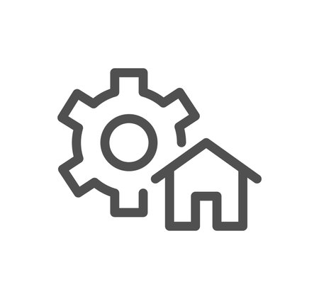 Smart house related icon outline and linear vector.のイラスト素材
