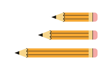 Yellow pencil and wooden object for writing and drawing, cartoon short yellow pencil rubber eraser concept vector illustration.のイラスト素材