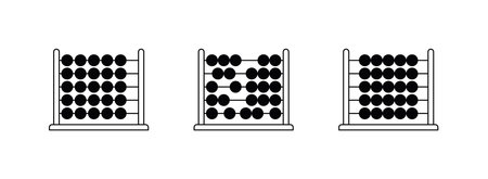 Abacus and horizontal abacus toy, colorful wooden beads, baby learning numbers, toy for children education, abacus counting frame cartoon style flat vector illustration.のイラスト素材