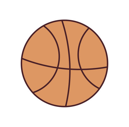 Basketball ball symbol and orange sport sphere, leather round object, professional game concept flat vector illustration.のイラスト素材