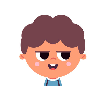 Cute child and boy character portrait of kid flat vector illustration isolated on white background.のイラスト素材