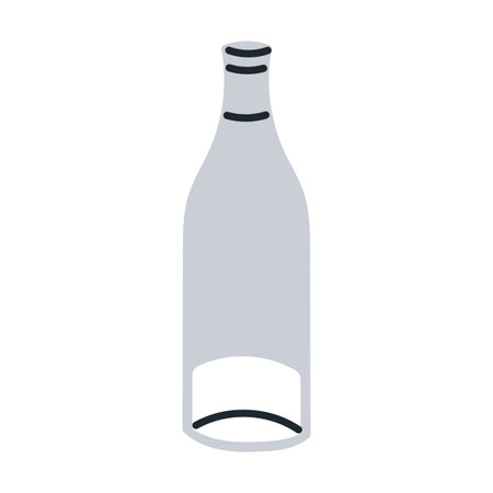 Glass bottle with pourer cap, liquid dispenser container for water, oil, vinegar, syrup, or sauce, transparent drink or condiment serving bottle for kitchen and bar use flat vectorのイラスト素材