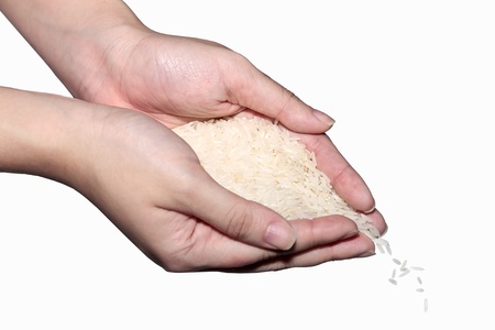 Handful of Rice isolatedの写真素材