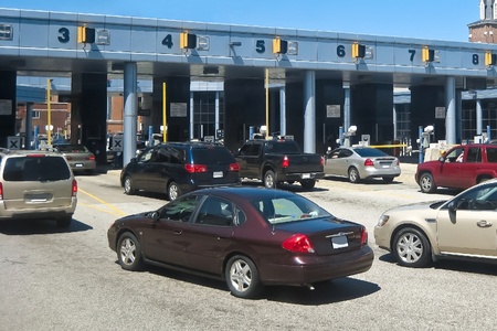 Highway toll payment booth trafficのeditorial素材