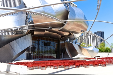 Jay Pritzker Pavilion an outdoor amphitheater in Millennium Park, Chicago, Illinoisのeditorial素材