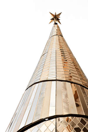Beautiful shining abstract metal Christmas tree on white backgroundのeditorial素材