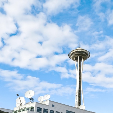 SEATTLE - FEB 7: The Seattle Space Needle on February 7, 2010 in Seattle, Washington, USA. The Space Needle was built in 1962 and is a symbol of that year World s Fair.のeditorial素材