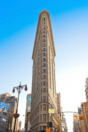 NEW YORK CITY - JAN 24 : Flat Iron building facade on January 24, 2010 in New York City. Completed...