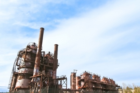 Gas industrial machineries at Gas works public park, Seattle, Washingtonの写真素材