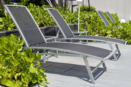 Modern deckchairsの写真素材