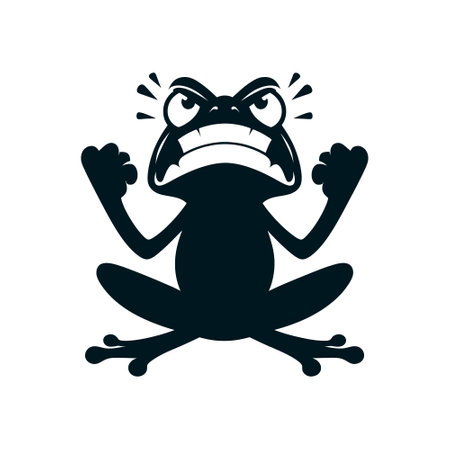 Expressive Angry Frog Silhouette Vector Perfect for Cartoon and Character Designのイラスト素材