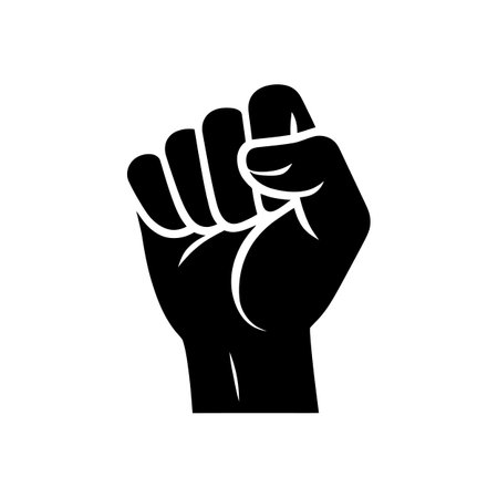 Revolutionary Raised Fist Silhouette Hand Gesture for Social Movements and Protestsのイラスト素材