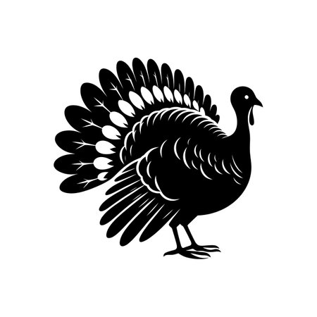 Elegant Thanksgiving Turkey Silhouette - Perfect for Holiday Decor and Festive Designsのイラスト素材