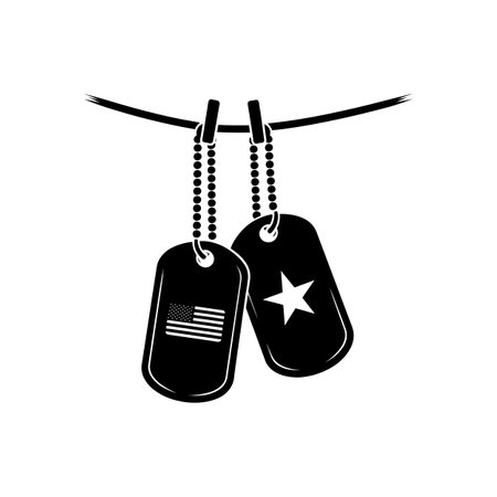 Patriotic Dog Tags Clipart Featuring USA Flag and Star on Chainのイラスト素材