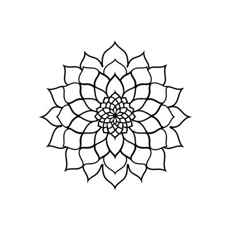 Intricate Succulent Flower Mandala Pattern for Adult Coloring, Relaxation Therapy, and Mindful Creativityのイラスト素材