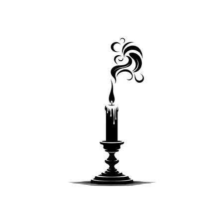 Minimalist Candle Silhouette with Artistic Smoke - Ideal for Spiritual, Festive, and Decorative Projectsのイラスト素材