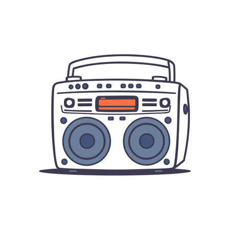 Old School Boom Box Vector Art for Music Enthusiasts and Designersのイラスト素材
