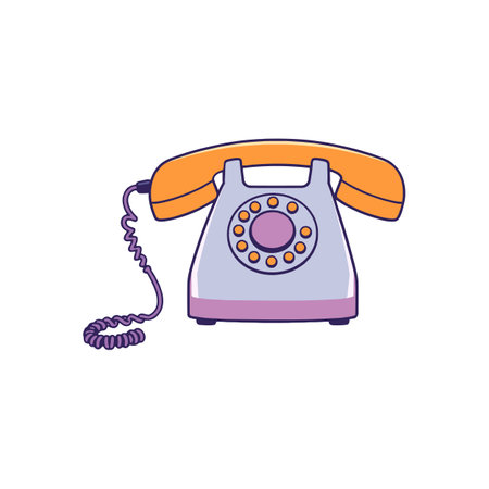 Vintage Rotary Dial Telephone Vector Illustration for Posters, Invitations, and Retro-Themed Designsのイラスト素材