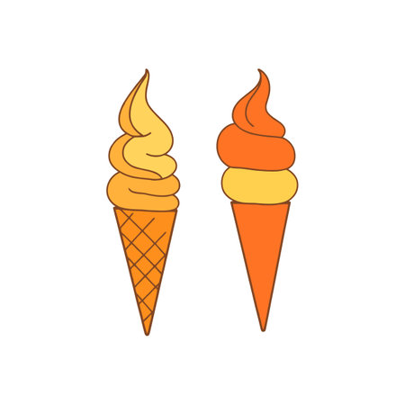 Vector Ice Cream Design Featuring Scoop on Waffle Cone for Food-Themed Projectsのイラスト素材