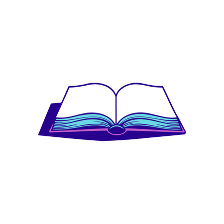 Simple Open Book Line Art Design Perfect for Study or Knowledge Themesのイラスト素材