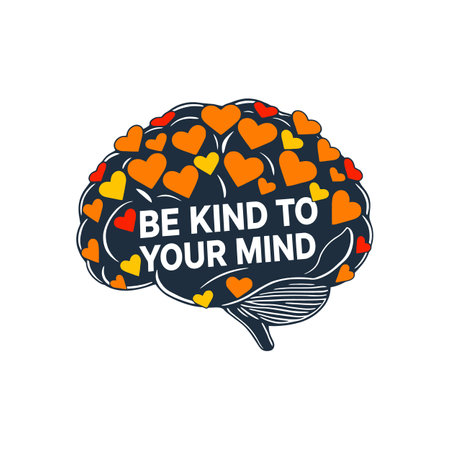 Human Brain Shape Filled with Colorful Hearts Representing Self Care and Wellbeing Concept