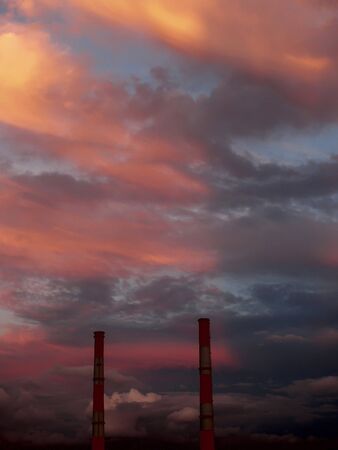 Sunrise. Clouds. Clouds shined with the ascending sun at a dawn. の写真素材