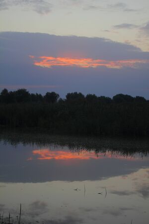 Sunrise. Lake. の写真素材