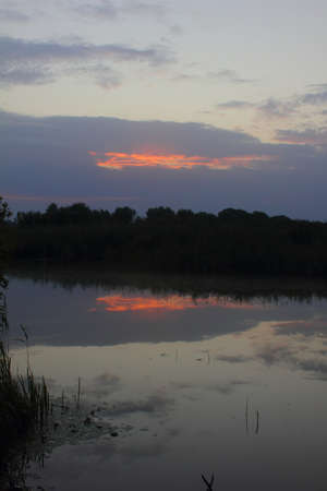 Sunrise. Lake. の写真素材