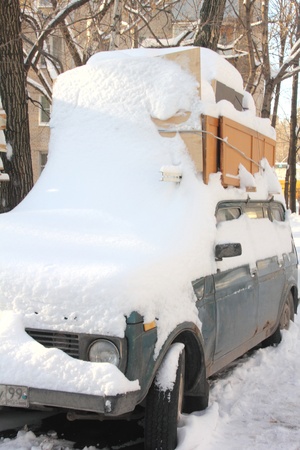 Snowfall in the city  City streets  Moscow  の写真素材