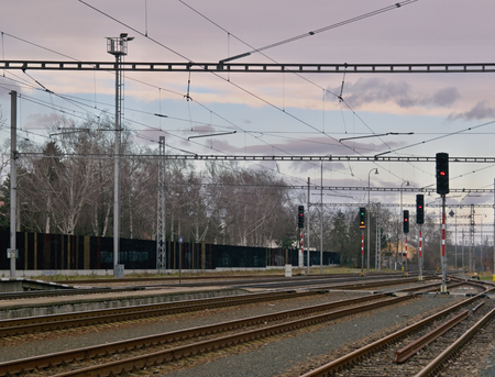 Train station head and traffic lights