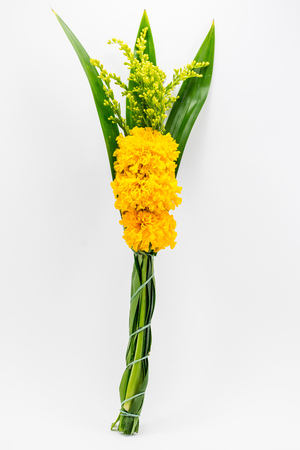 Thai marigolds arrangements for worshipの写真素材
