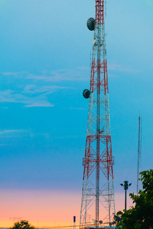 landscape of The telephone transmitter  with colorfull skies