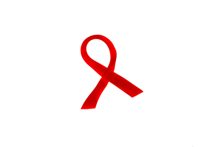 red ribbon isolated on white backgroundの写真素材