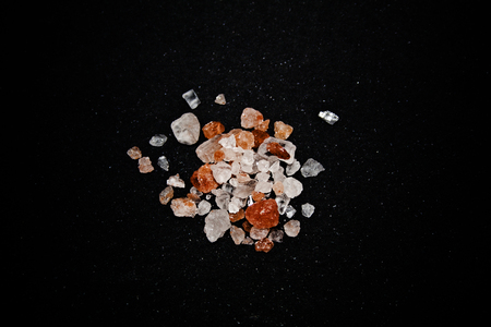 sea salt isolated on black backgroundの写真素材