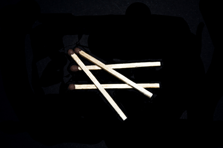 matches isolated on a black backgroundの写真素材