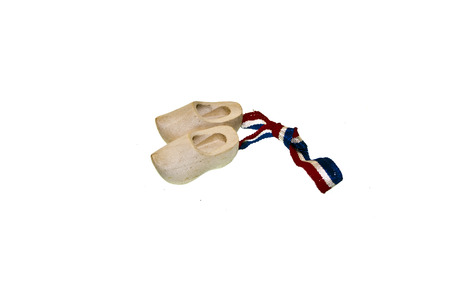 wooden shoes isolated on white backgroundの写真素材