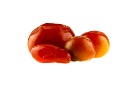 canned tomatoes isolated on white backgroundの写真素材