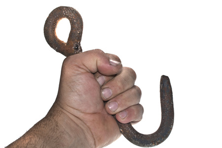 metal hook isolated on white backgroundの写真素材