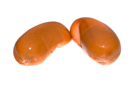 sausage isolated on white backgroundの写真素材