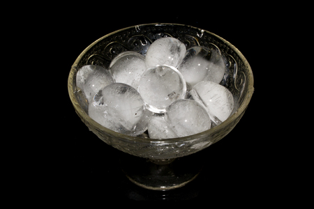 ice cubes isolated on black backgroundの写真素材